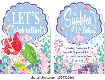 Mermaid Invitation Card For First Birthday