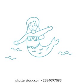 Mermaid Isolated Coloring Page for Kids