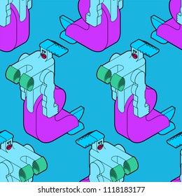Mermaid isometric pattern seamless. Underwater beautiful woman in ocean. Vector illustration