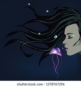 mermaid with jellyfish