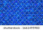 Mermaid kawaii pattern. Fish scale. Color vector illustration. Watercolor background.