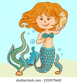 Mermaid listening for a shell