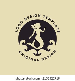 mermaid logo design with silhouette style. vector