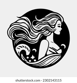 mermaid logo design with silhouette style. vector