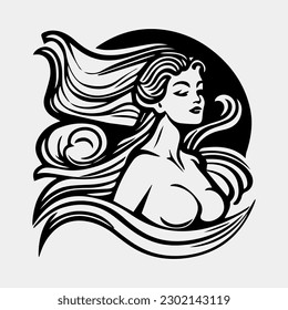 mermaid logo design with silhouette style. vector