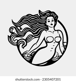 mermaid logo design with silhouette style. vector