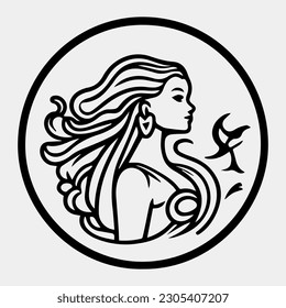 mermaid logo design with silhouette style. vector