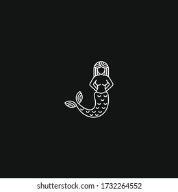 mermaid logo design vector silhouette illustration