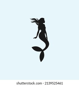 mermaid logo design vector silhouette illustration