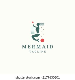 Mermaid logo icon design template flat vector illustration