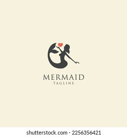 Mermaid logo icon design template flat vector illustration
