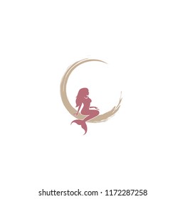 Mermaid logo icon design, vector illustration. mermaid vector silhouette illustration. Mermaid tail  logo vector.