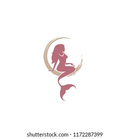 Mermaid logo icon design, vector illustration. mermaid vector silhouette illustration. Mermaid tail  logo vector.