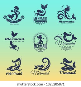 Mermaid-Logo. Marinebixmärchenfrauen - Vektorgrafik-Vektorgrafik