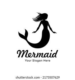 mermaid logo silhouette vector template