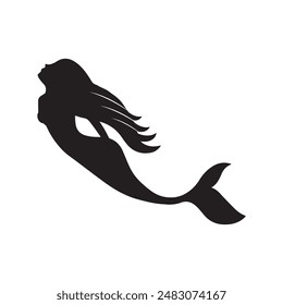 Plantilla de diseño de Ilustración vectorial de logotipo de sirena.