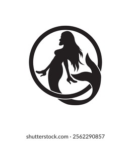 Mermaid logo vector illustration design template.
