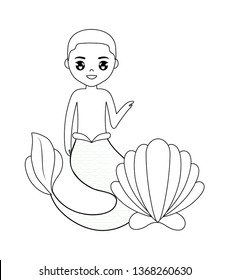 mermaid male with seashell