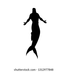 Mermaid man silhouette mythology fantasy