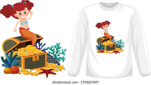 Mermaid on long sleeve t-shirt mock up illustration