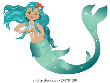 Mermaid on White Background