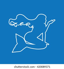 Mermaid outline graphic vector.