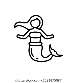 Mermaid Outline Icon, Vector illustration