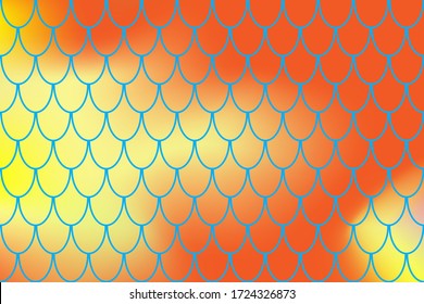 Mermaid pattern on color gradient. Fish skin print. Abstract background with fishscale pattern. Summer party banner template. Optimistic backdrop for surface design. Marine fish scale card