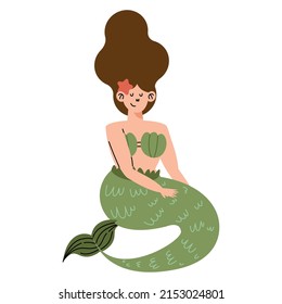 mermaid pretty cartoon icon flat