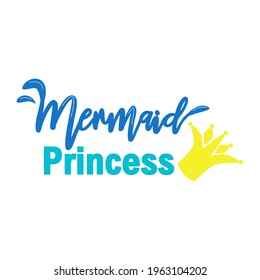 Mermaid princess. Mermaid tail card with water splashes, stars. Inspirational quote about summer, love and the sea.