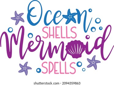 Mermaid quotes decoration for party T-shirt bags cards frames cups Birthday decoration mermaid vibes vector mermaid icon 