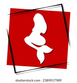 mermaid red banner in frame. Vector illustration.
