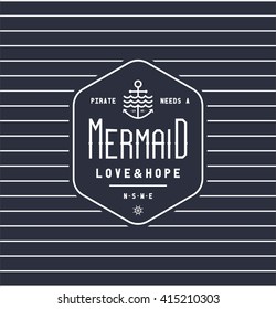 mermaid sailor print vector