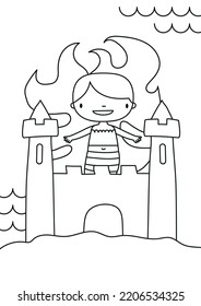 Mermaid and sand castle vector illustration