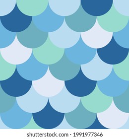 Mermaid-Skalenmuster in blauen Farben. Geringe Textur für Druck, Textilien, Verpackung. Vektorgrafik.