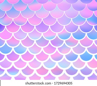 Mermaid scale. Pink and blue background. Vector stock illustration for poster