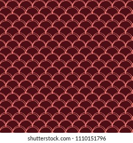 Mermaid scale seamless pattern. Fish skin texture. Tillable background for girl fabric, textile design, wrapping paper, swimwear or wallpaper. Red mermaid background with fish scale underwater.