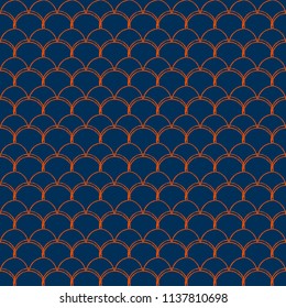 Mermaid scale seamless pattern. Fish skin texture. Tillable background for girl fabric, textile design, wrapping paper, swimwear or wallpaper. Red mermaid background with fish scale underwater.