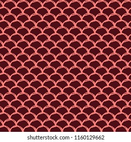 Mermaid scale seamless pattern. Fish skin texture. Tillable background for girl fabric, textile design, wrapping paper, swimwear or wallpaper. Red mermaid background with fish scale underwater.