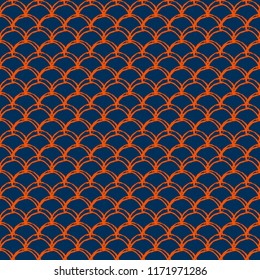 Mermaid scale seamless pattern. Fish skin texture. Tillable background for girl fabric, textile design, wrapping paper, swimwear or wallpaper. Red mermaid background with fish scale underwater.
