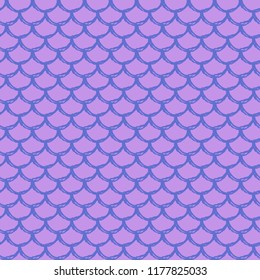 Mermaid scale seamless pattern. Fish skin texture. Tillable background for girl fabric, textile design, wrapping paper, swimwear or wallpaper. Purple mermaid background with fish scale underwater.