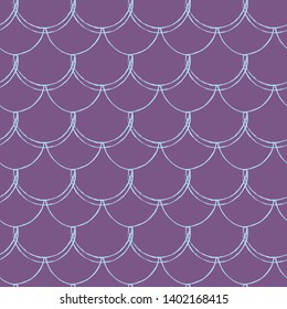 Mermaid scale seamless pattern. Fish skin texture. Tillable background for girl fabric, textile design, wrapping paper, swimwear or wallpaper. Purple mermaid background with fish scale underwater.