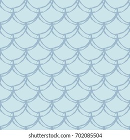 Mermaid scale seamless pattern. Fish skin texture. Tillable background for girl fabric, textile design, wrapping paper, swimwear or wallpaper. Blue mermaid background with fish scale underwater.