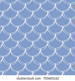 Mermaid scale seamless pattern. Fish skin texture. Tillable background for girl fabric, textile design, wrapping paper, swimwear or wallpaper. Blue mermaid background with fish scale underwater.