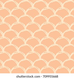 Mermaid scale seamless pattern. Fish skin texture. Tillable background for girl fabric, textile design, wrapping paper, swimwear or wallpaper. Orange mermaid background with fish scale underwater.