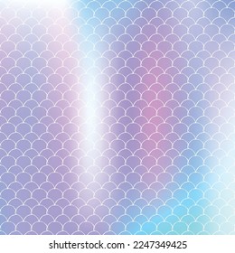 Mermaid scales background with holographic gradient. Bright color transitions. Fish tail banner and invitation. Underwater and sea pattern for girlie party. Spectrum backdrop with mermaid scales.