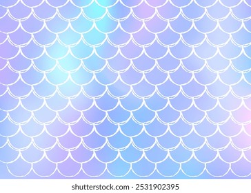 Mermaid scales background with holographic gradient. Bright color transitions. Fish tail banner and invitation. Underwater and sea pattern for girlie party. Neon backdrop with mermaid scales.