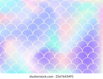 Mermaid scales background with holographic gradient.