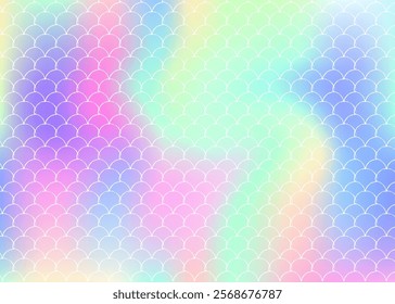 Mermaid scales background with holographic gradient.