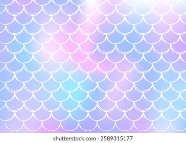 Mermaid scales background with holographic gradient.